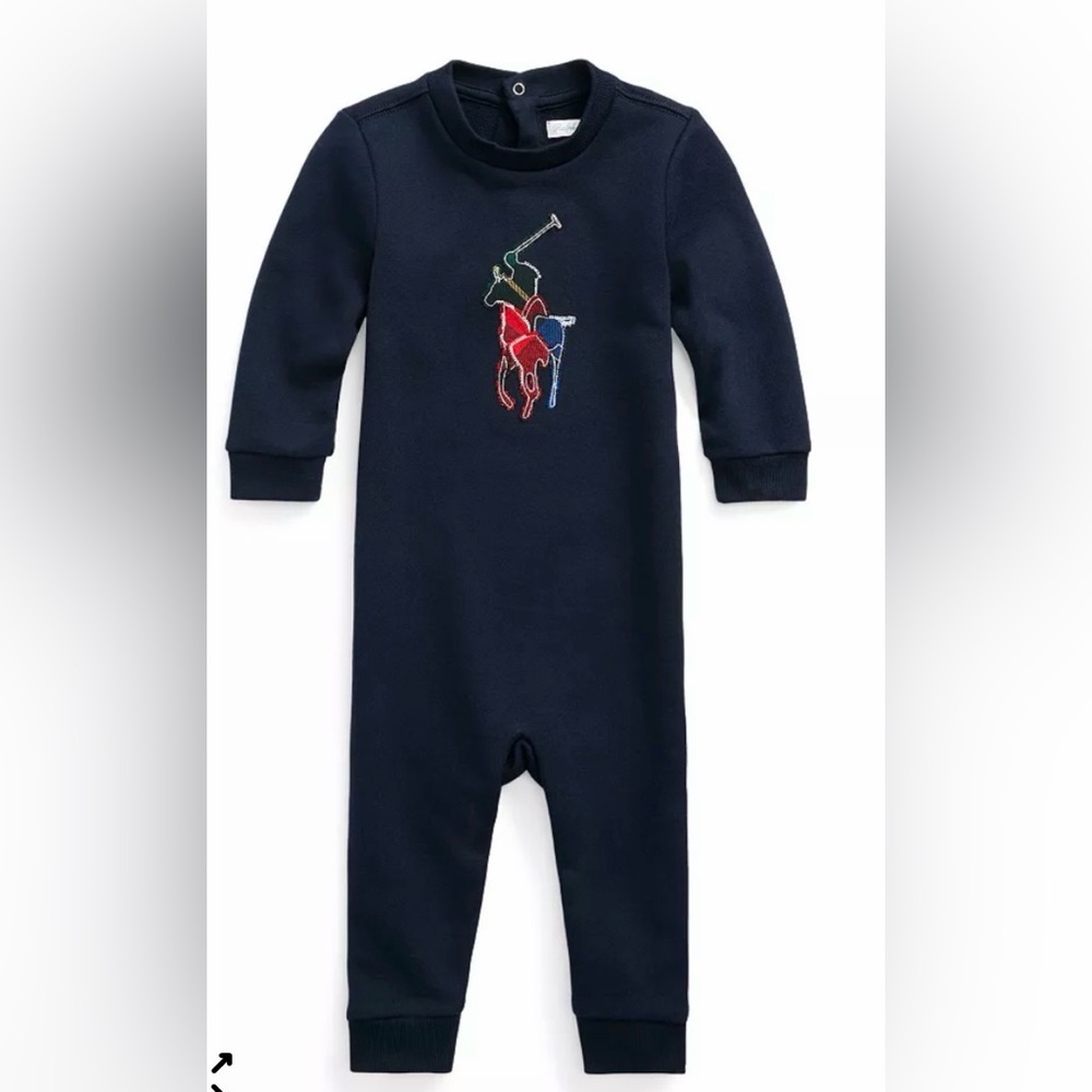 Polo by Ralph Lauren Dark Blue Kids Footie with Embroidered Logo